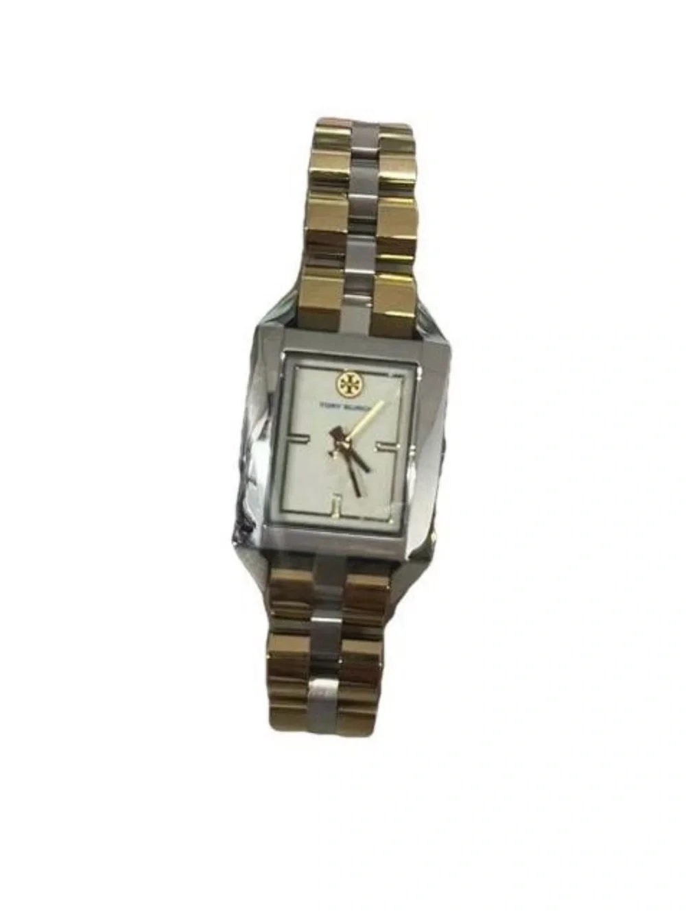 Tory Burch Two-Tone Gold and Silver Rectangular Women's Bracelet Watch